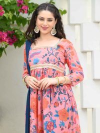 Cut design abstract printed kurta set